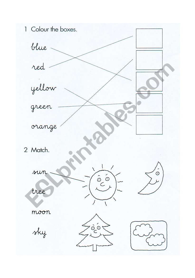 Colour the boxes worksheet