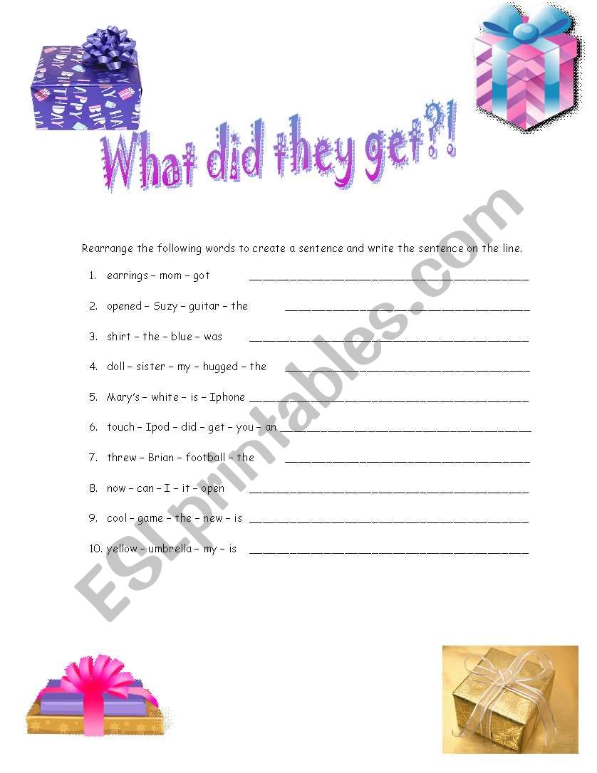 What did they get? worksheet