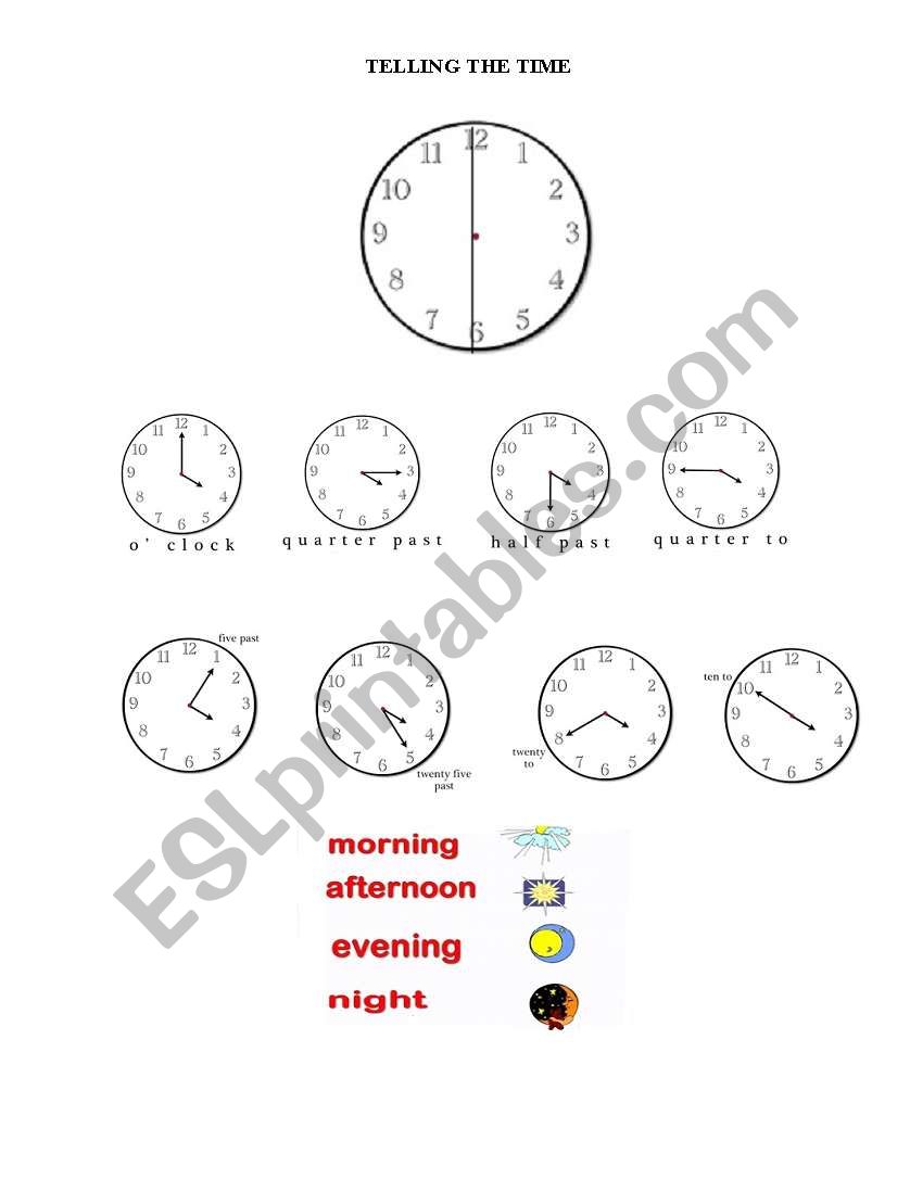 telling the time worksheet