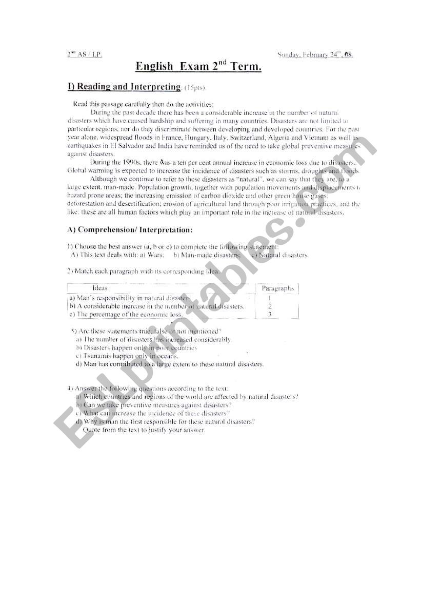 FIRST TERM TEST FOR HIGH SCHOOL STUDENT