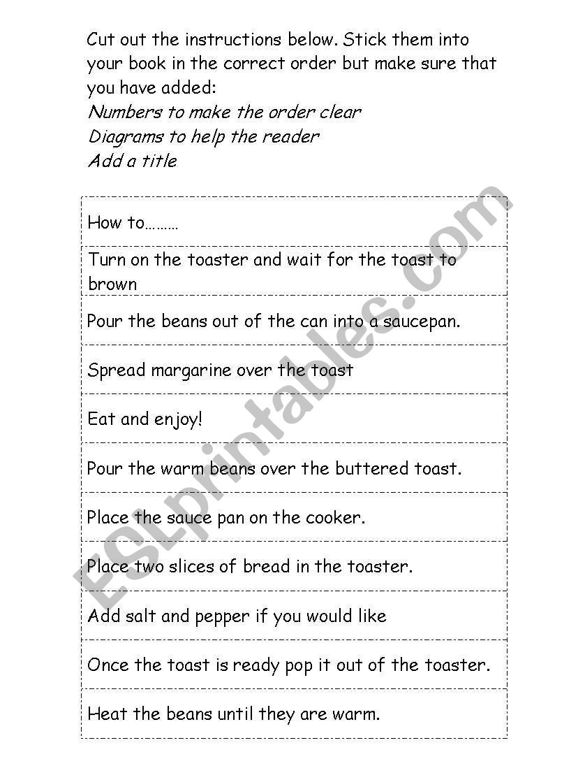 Instructional writing worksheet