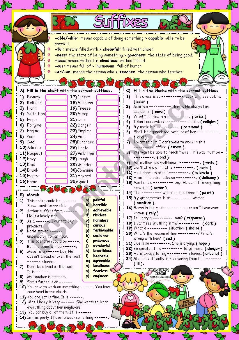 WORD FORMATION-1 ***SUFFIXES*** (B&W included)