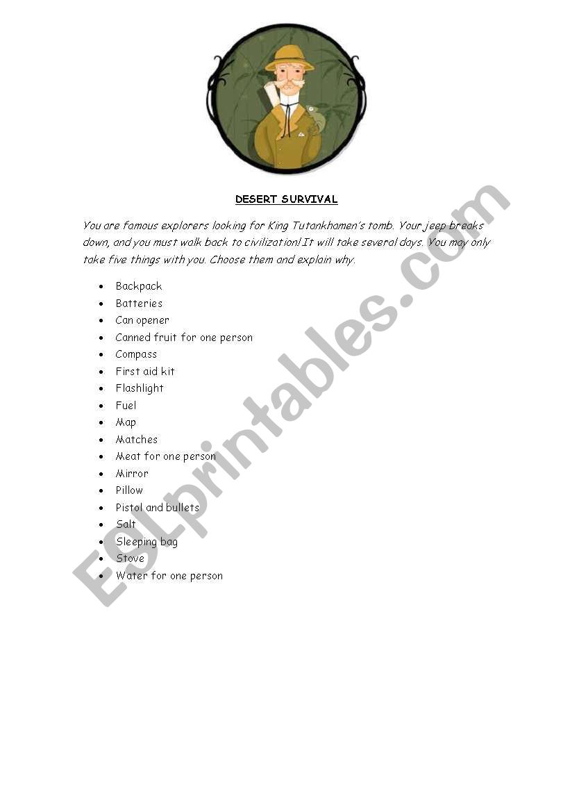 Desert Survival worksheet