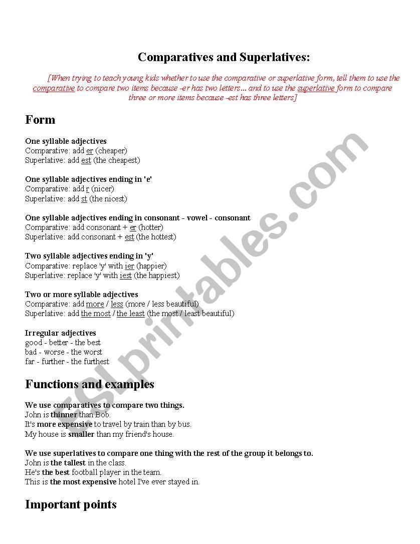 Comparatives and Superlatives!