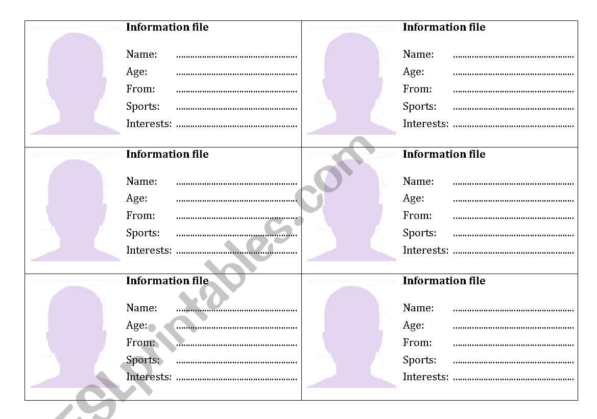 Information file worksheet