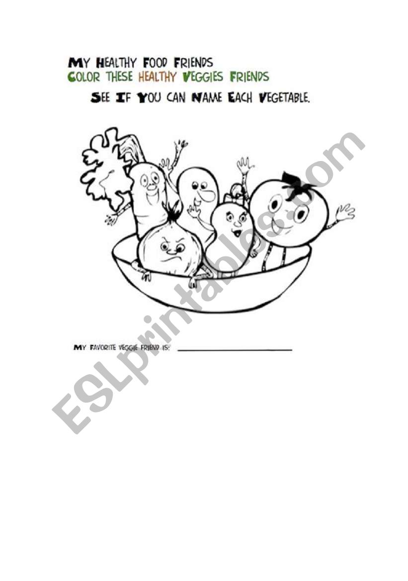 Vegetables worksheet