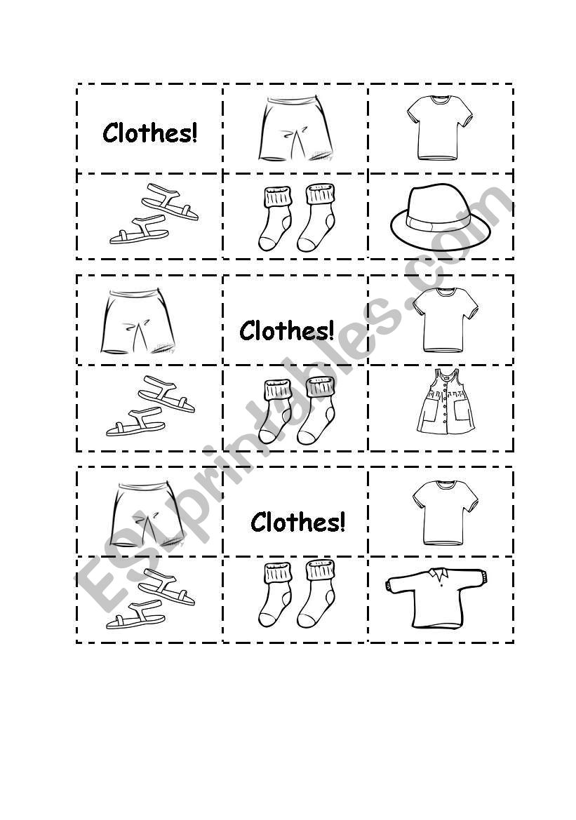 Clothes bingo worksheet