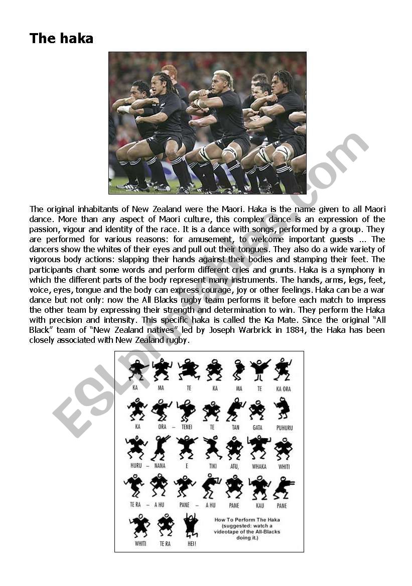 The Haka worksheet