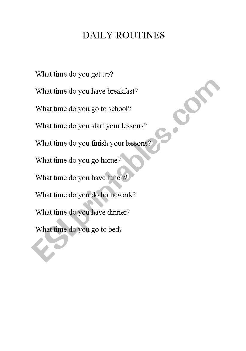 question worksheet