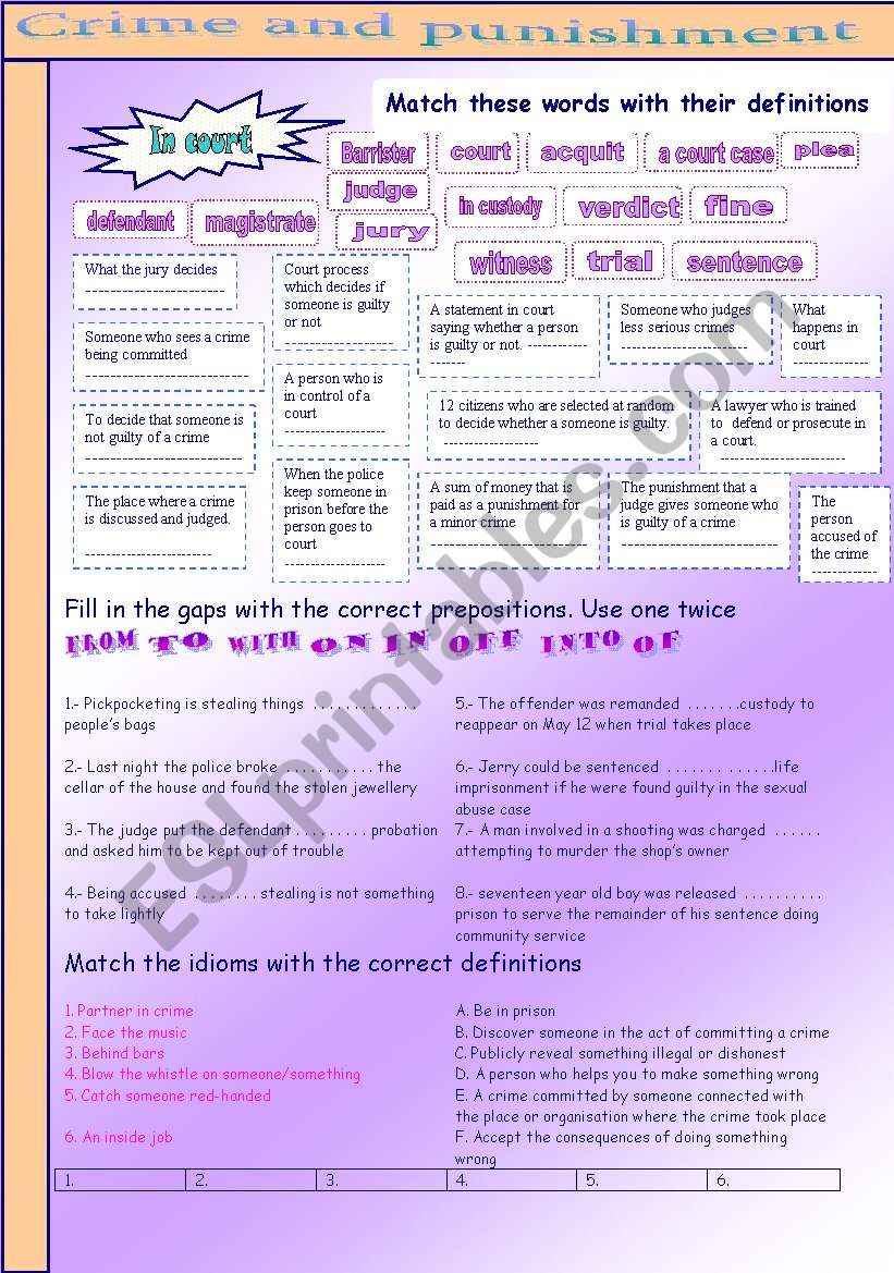 law and justice worksheet