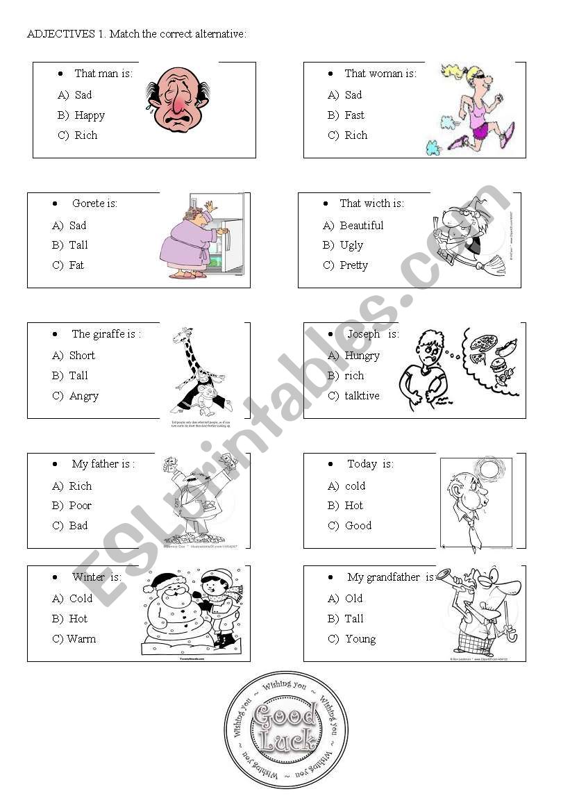 adjectives  worksheet