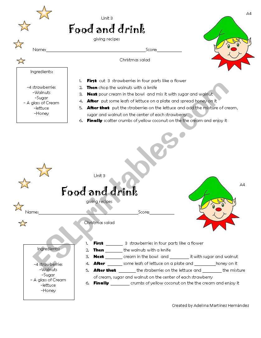 christmas salad worksheet