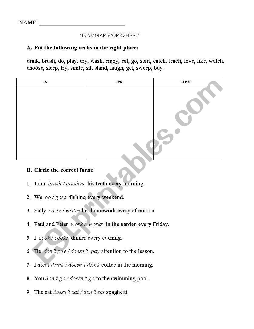 present simple exercises worksheet