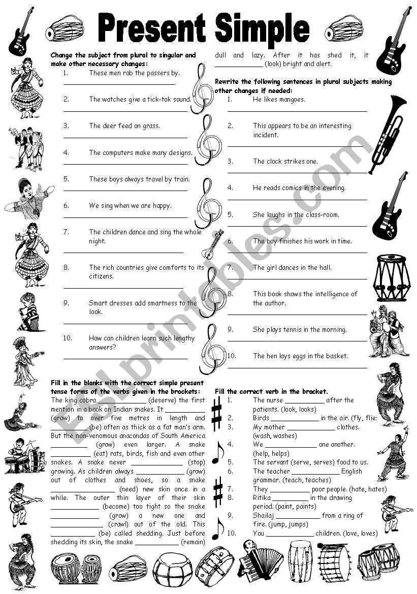 EXERCISES ON PRESENT SIMPLE TENSE (EDITABLE WITH KEY)