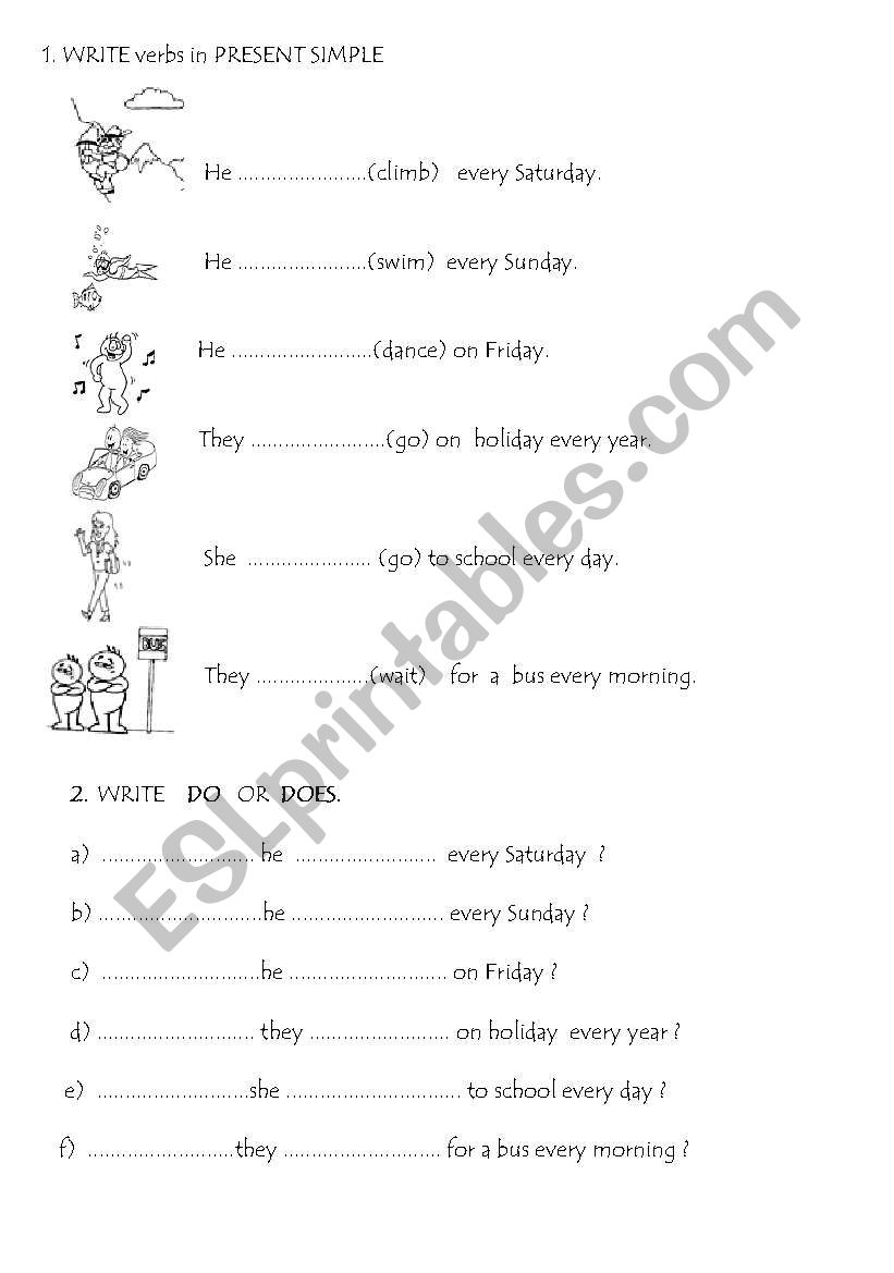 presrnt simple Handout worksheet