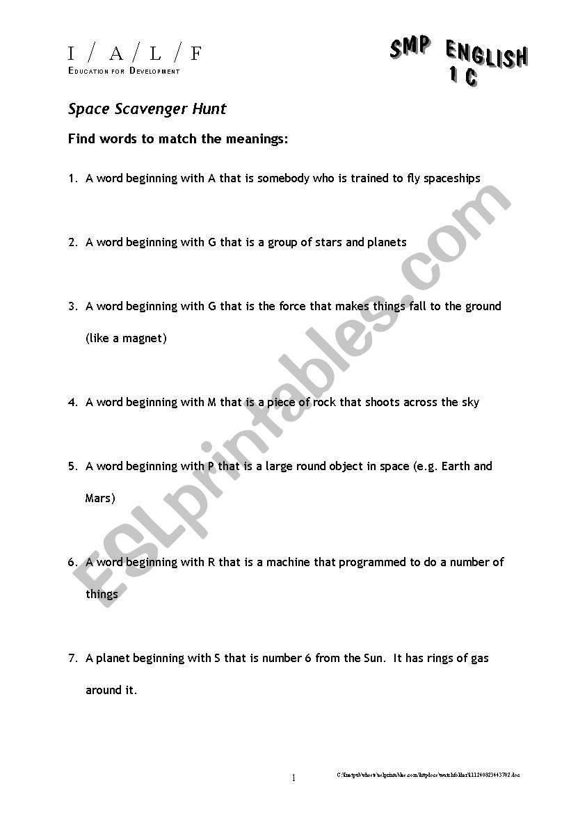 zathura_preteach vocab worksheet