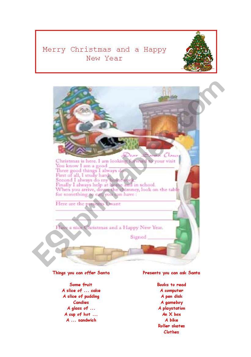 A Letter to Santa Claus worksheet