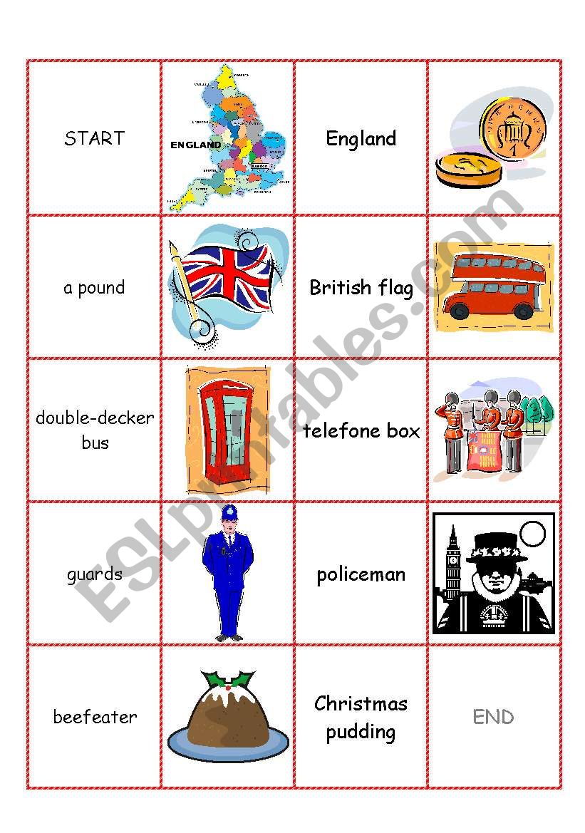 England domino cards part I (symbols of England)