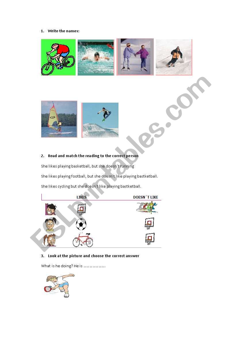 Sports worksheet