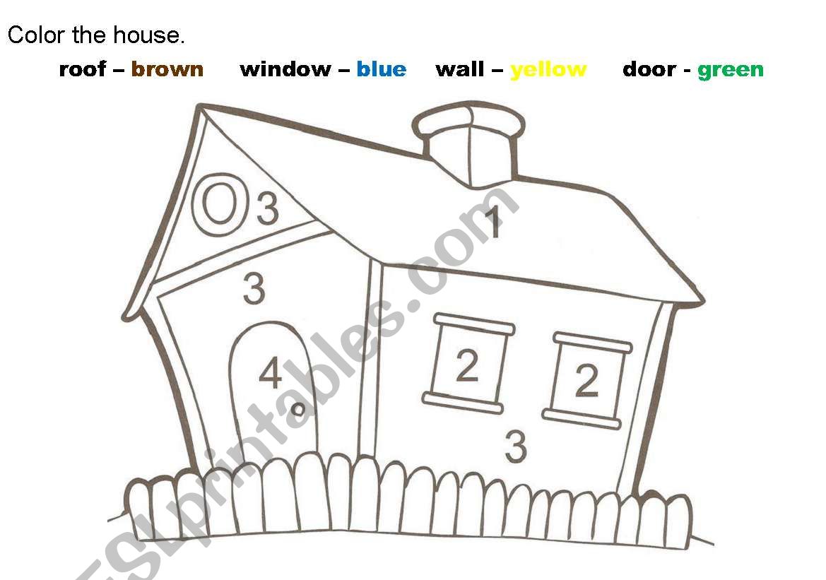 House and colors worksheet