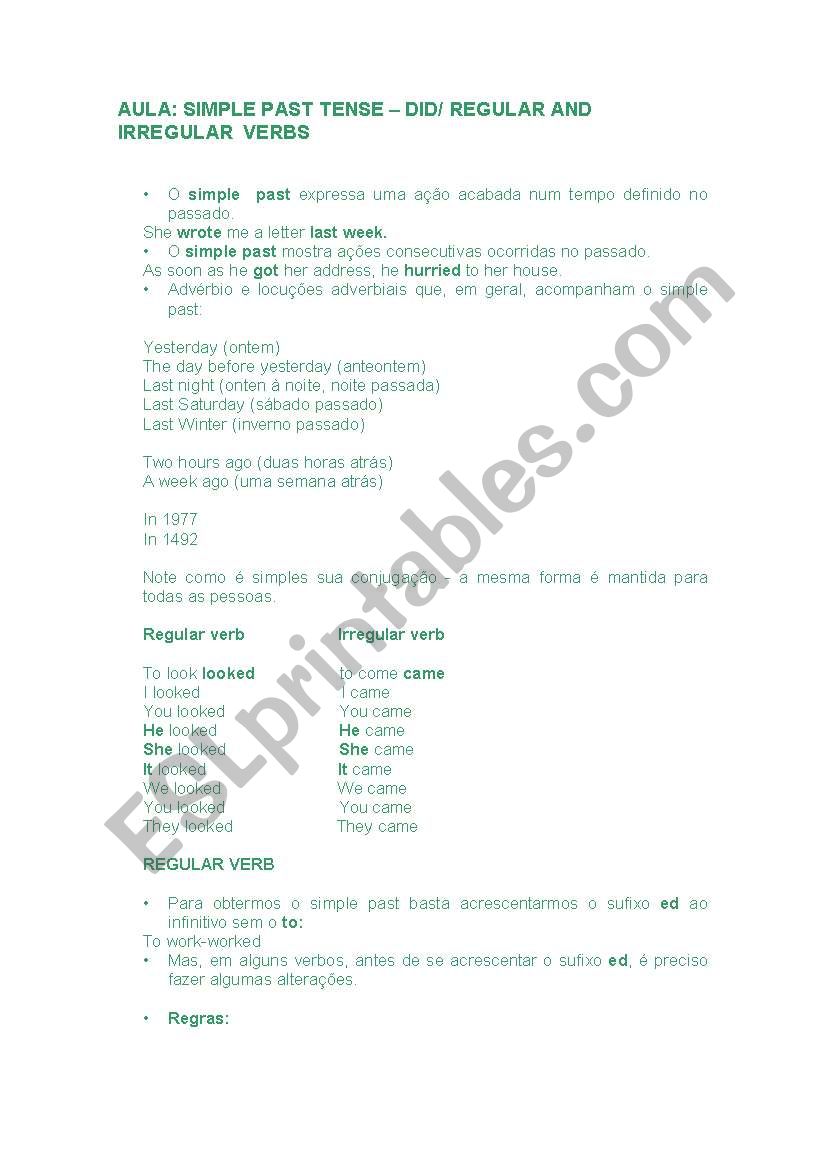 Past Tense worksheet