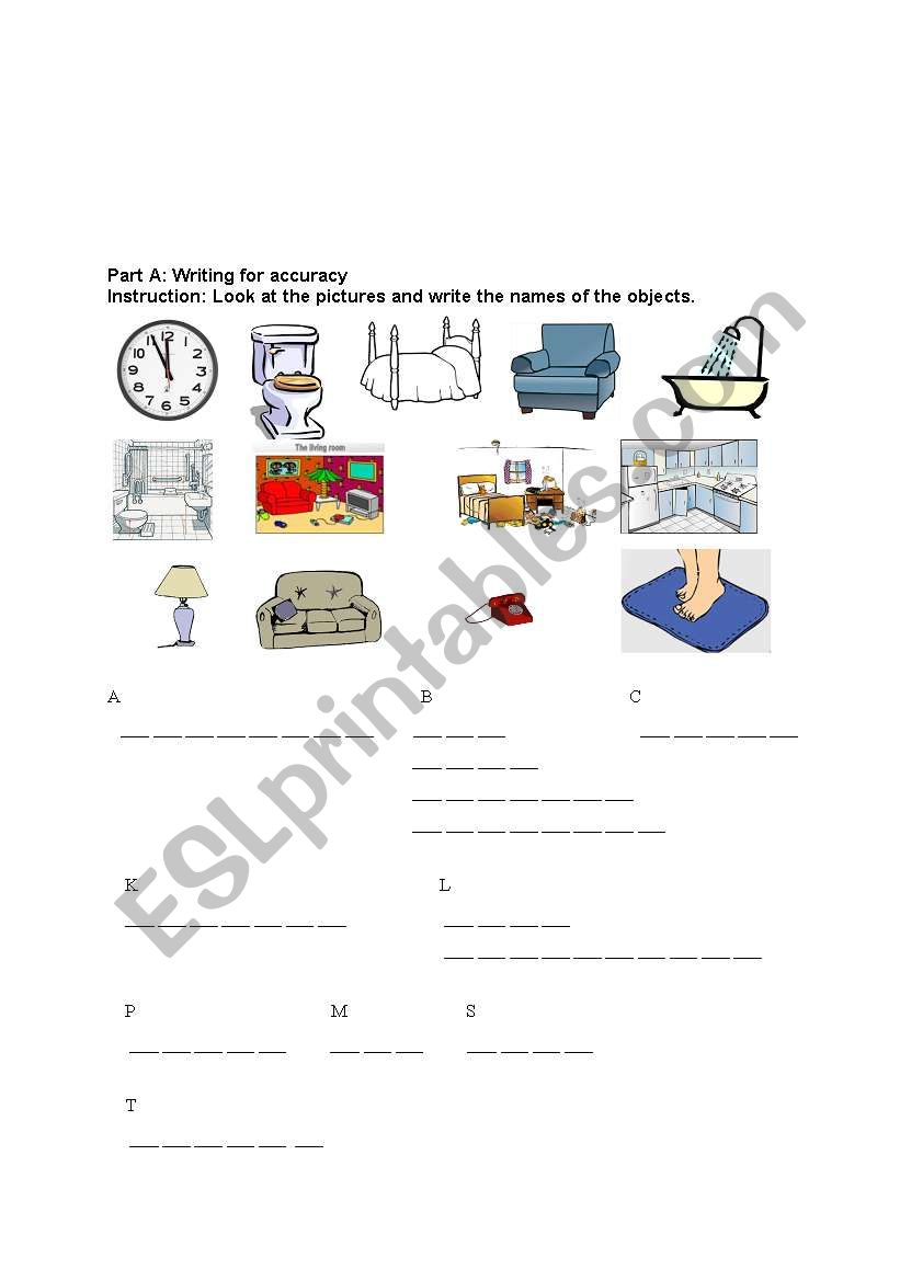  house objects and possessive pronouns