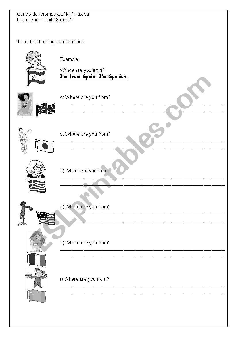 nationality worksheet