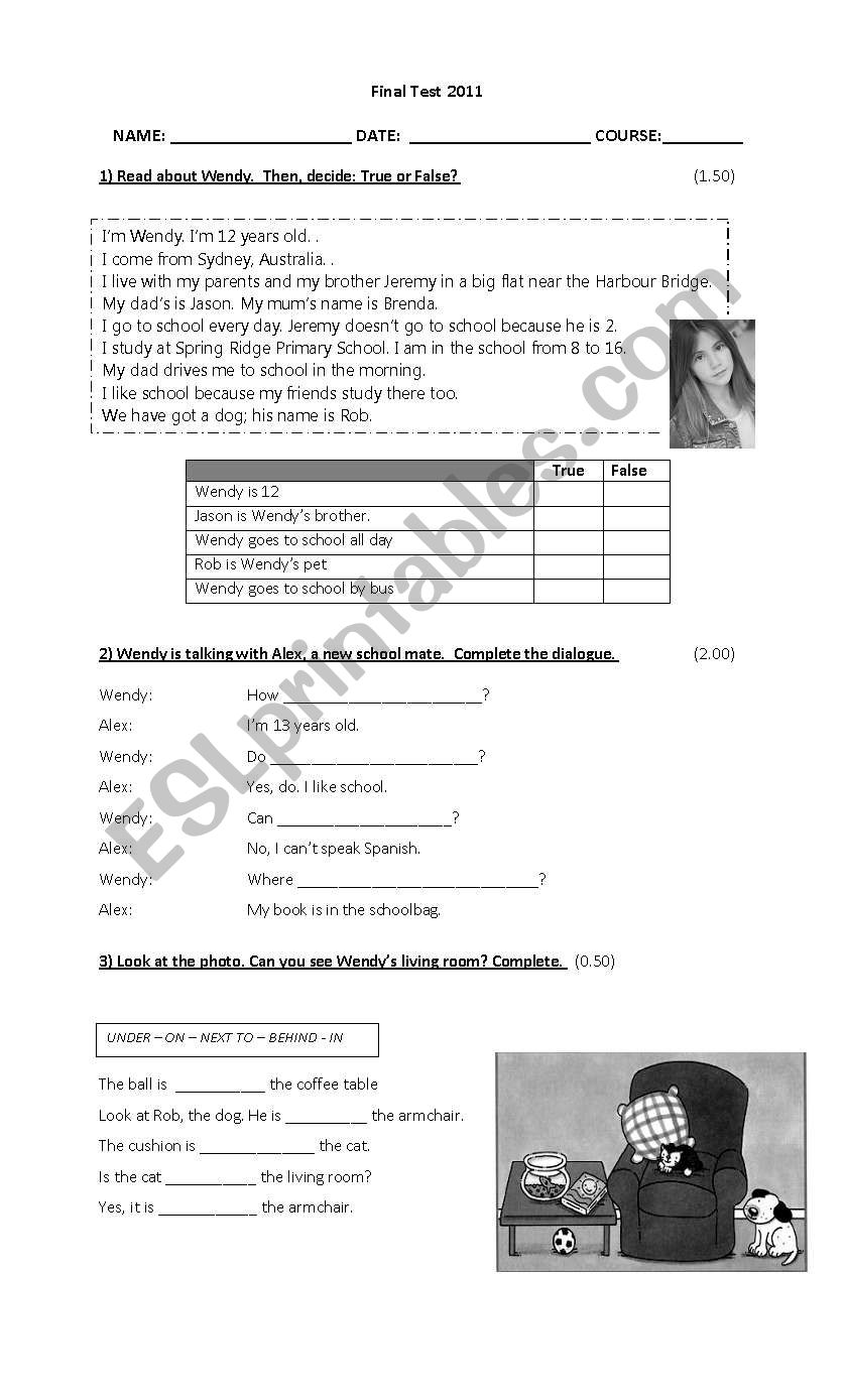 Final Test worksheet