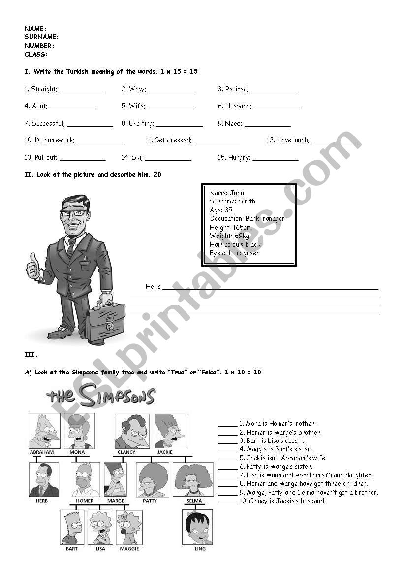 exam for the 6th grade worksheet