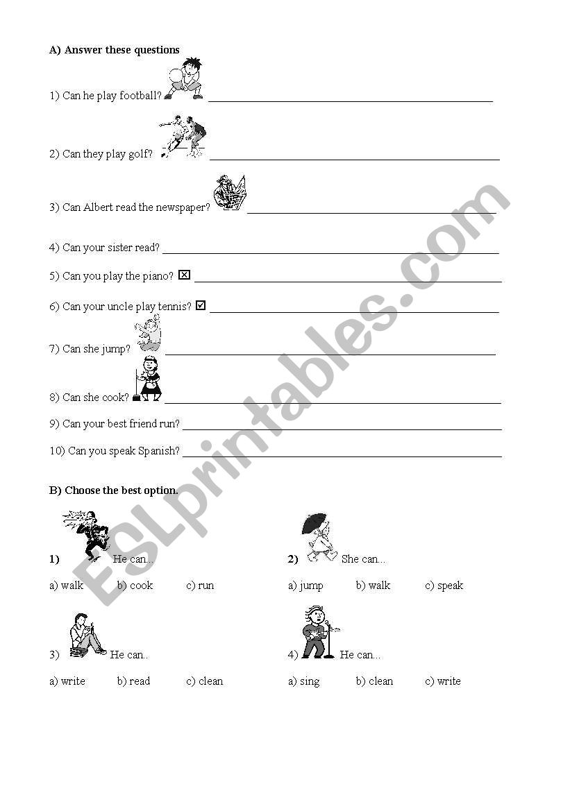 CAN - CANT worksheet