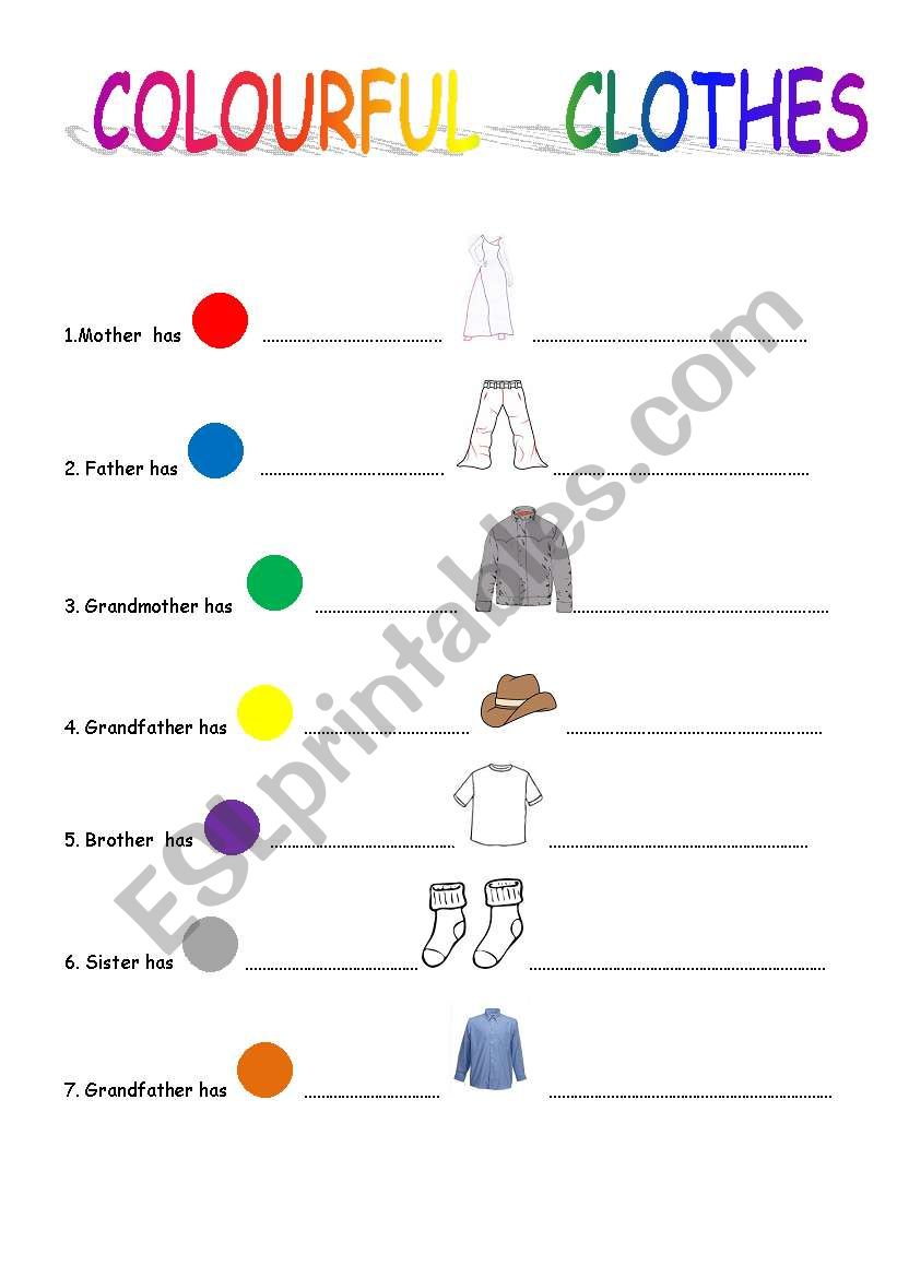 Clothes & Colours worksheet