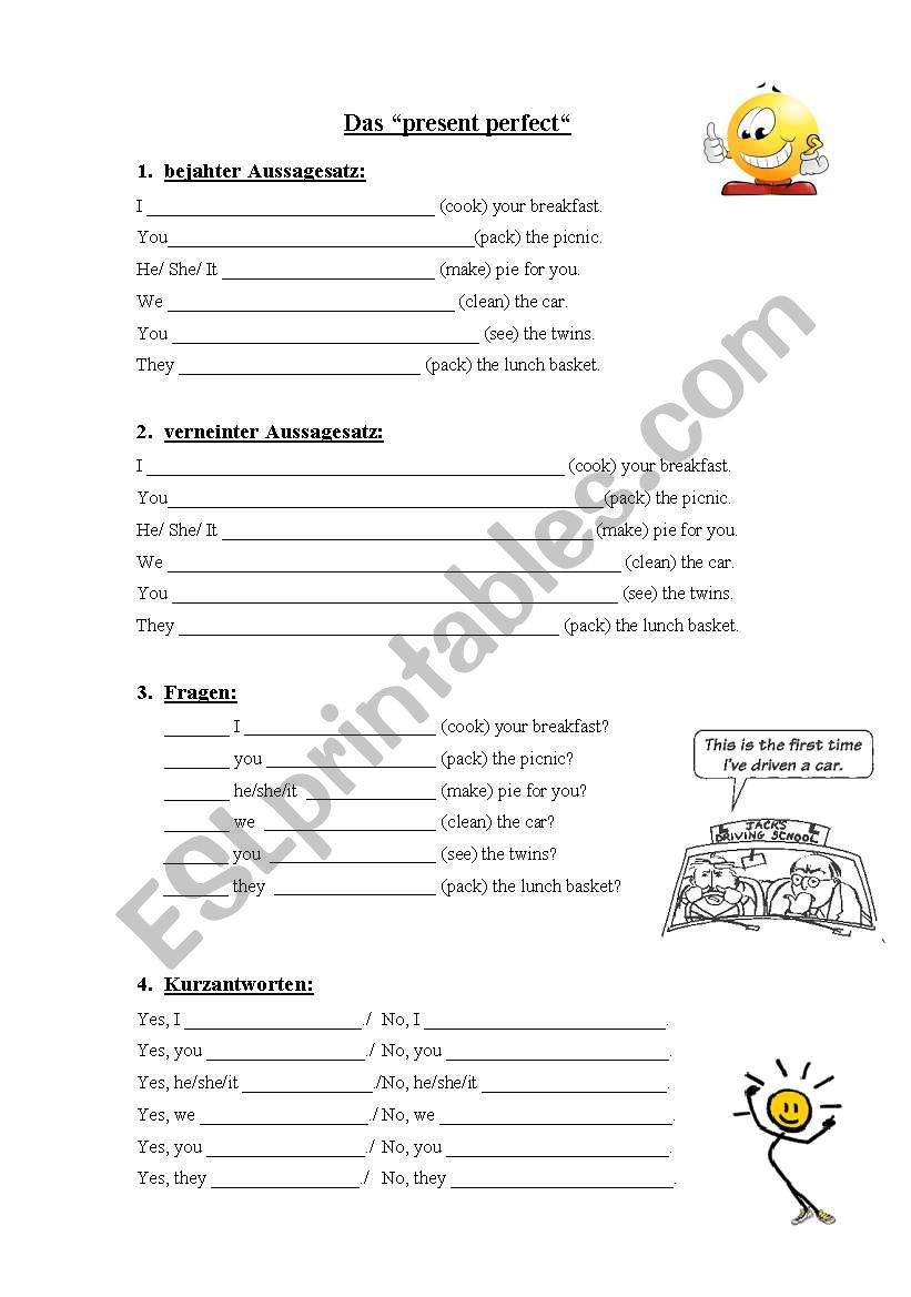 The present perfect worksheet