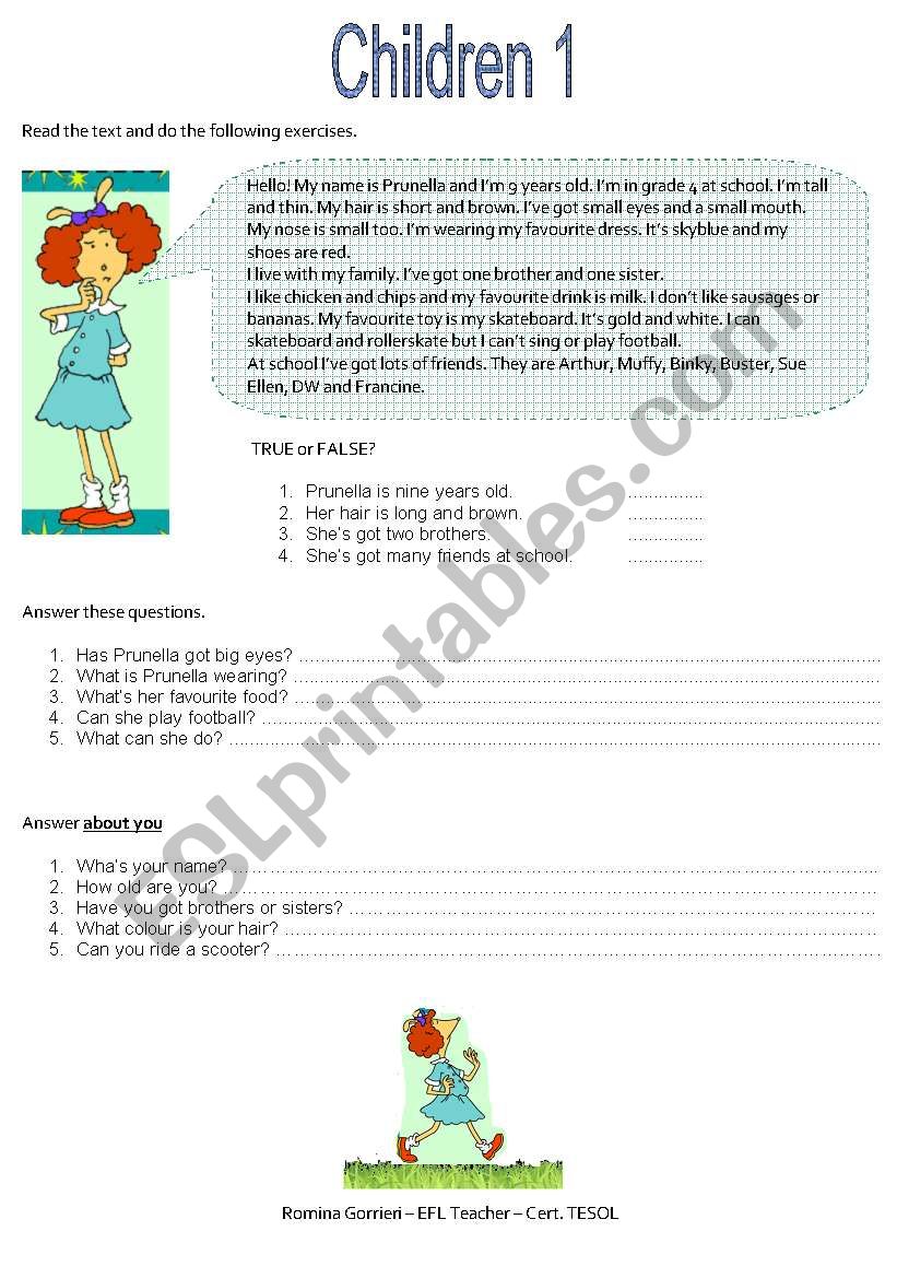 Test for children 1 worksheet