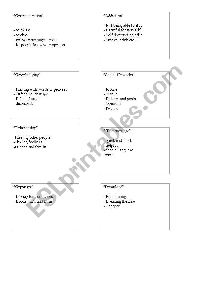 Taboo Game worksheet