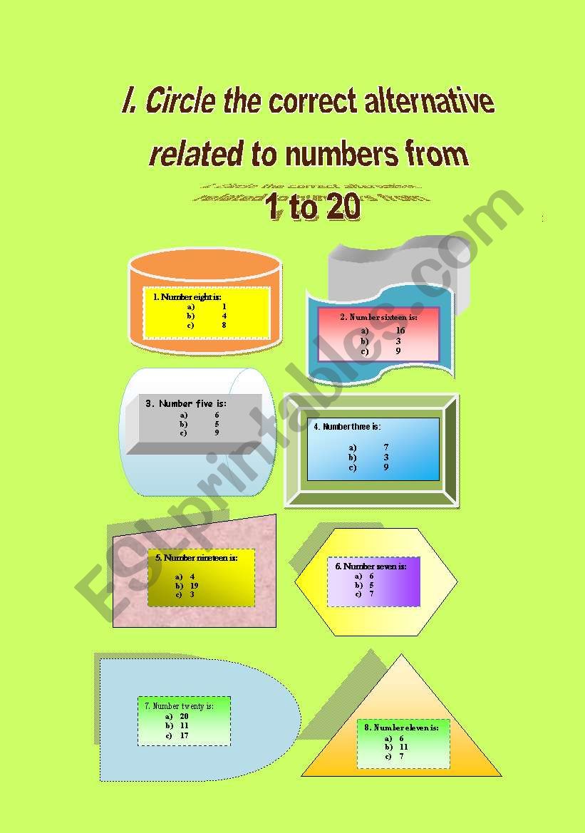 NUMBERS worksheet