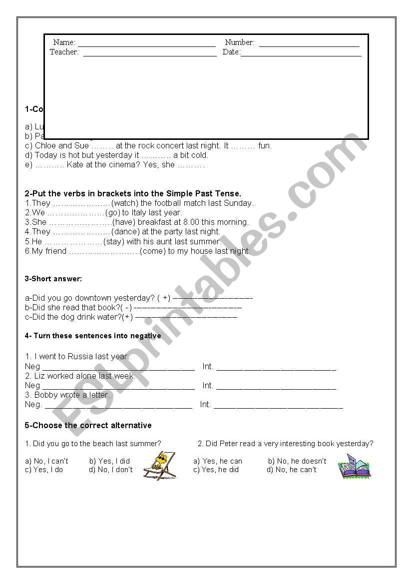 TEST worksheet