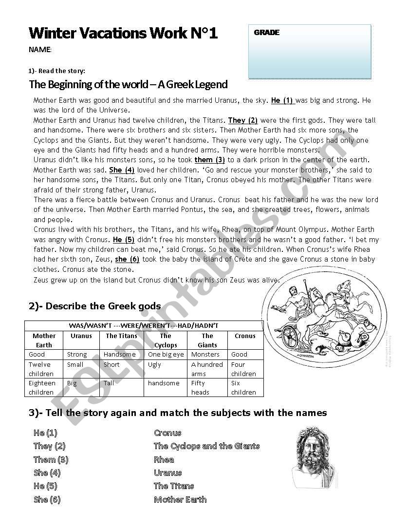 A Greek Legend worksheet