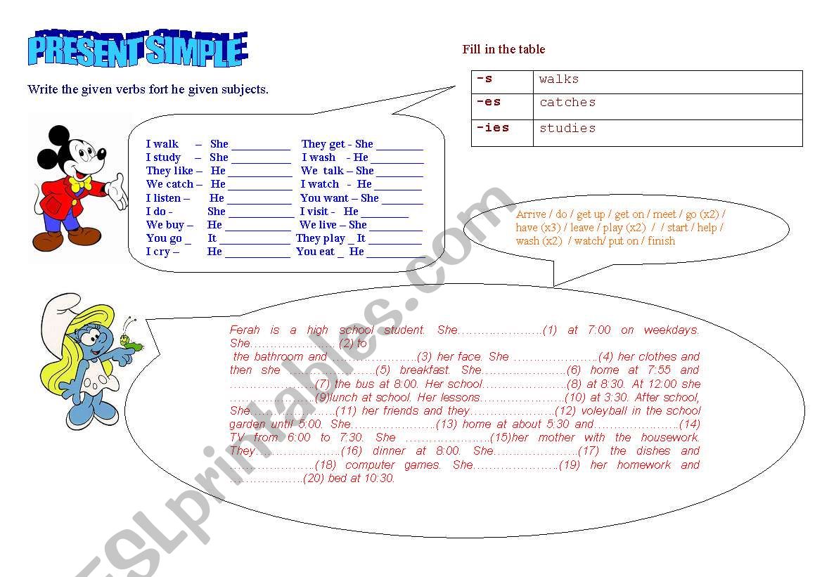 present simple worksheet