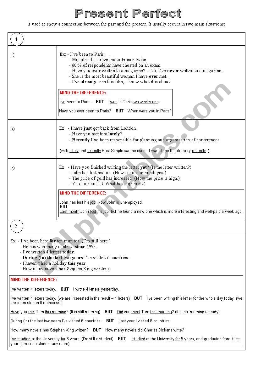 Present Perfect worksheet