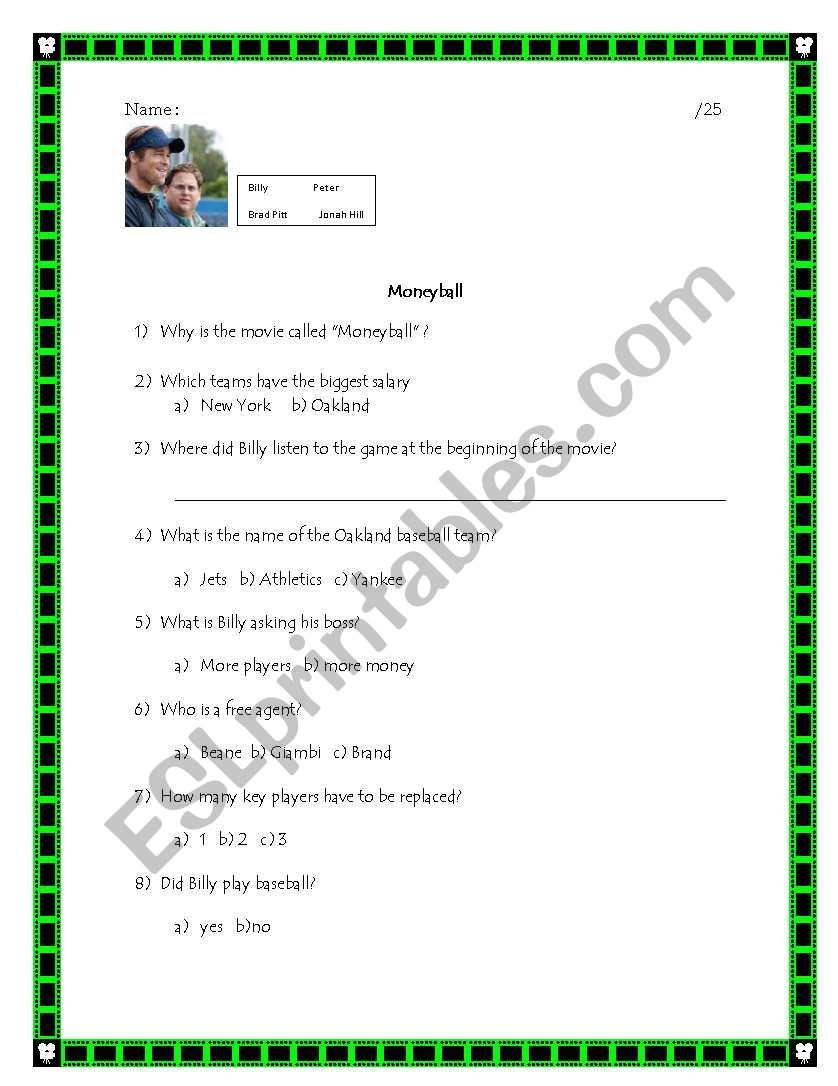 Money Ball worksheet