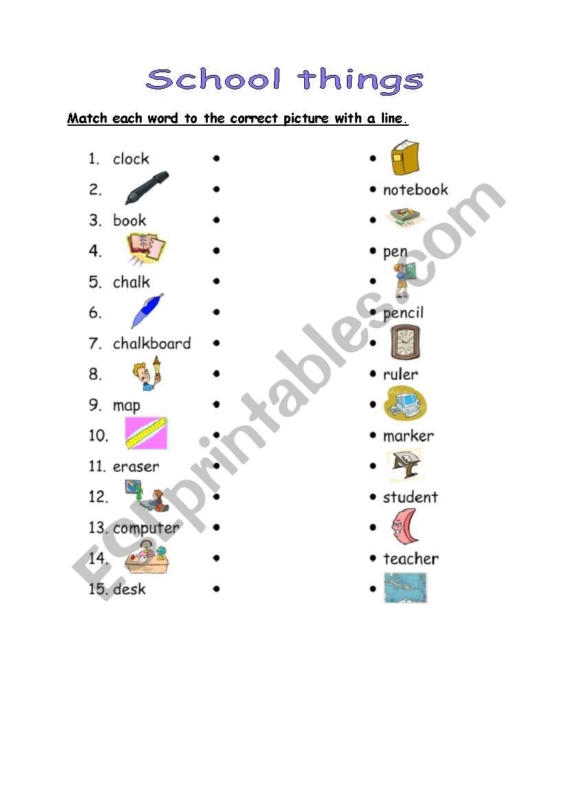 School things worksheet