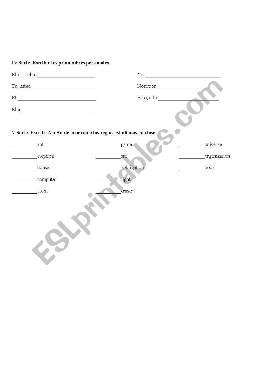 general test worksheet