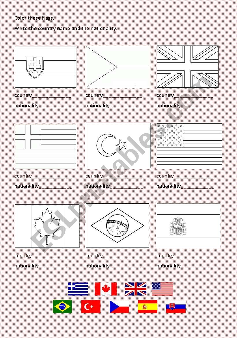 Countries and Nationalities worksheet