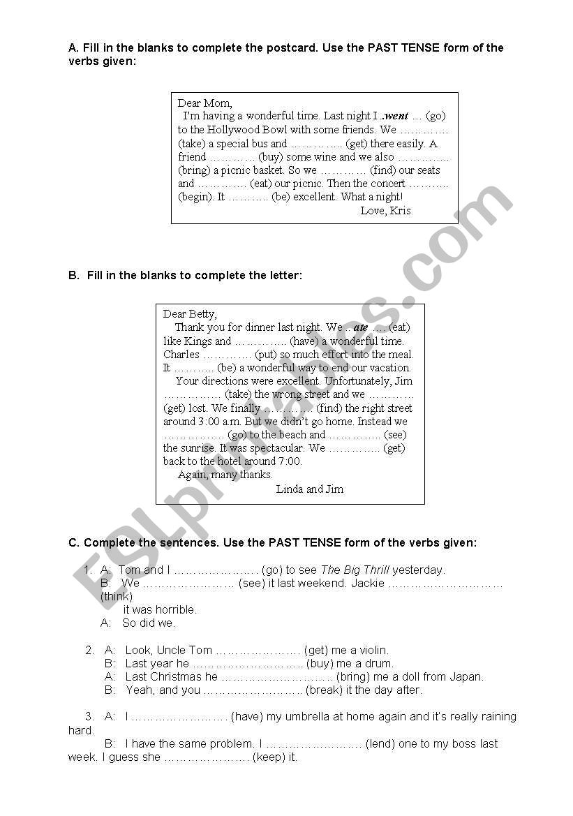 SIMPLE PAST worksheet