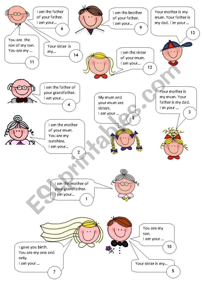 FAMILY RELATIONSHIPS PUZZLE worksheet