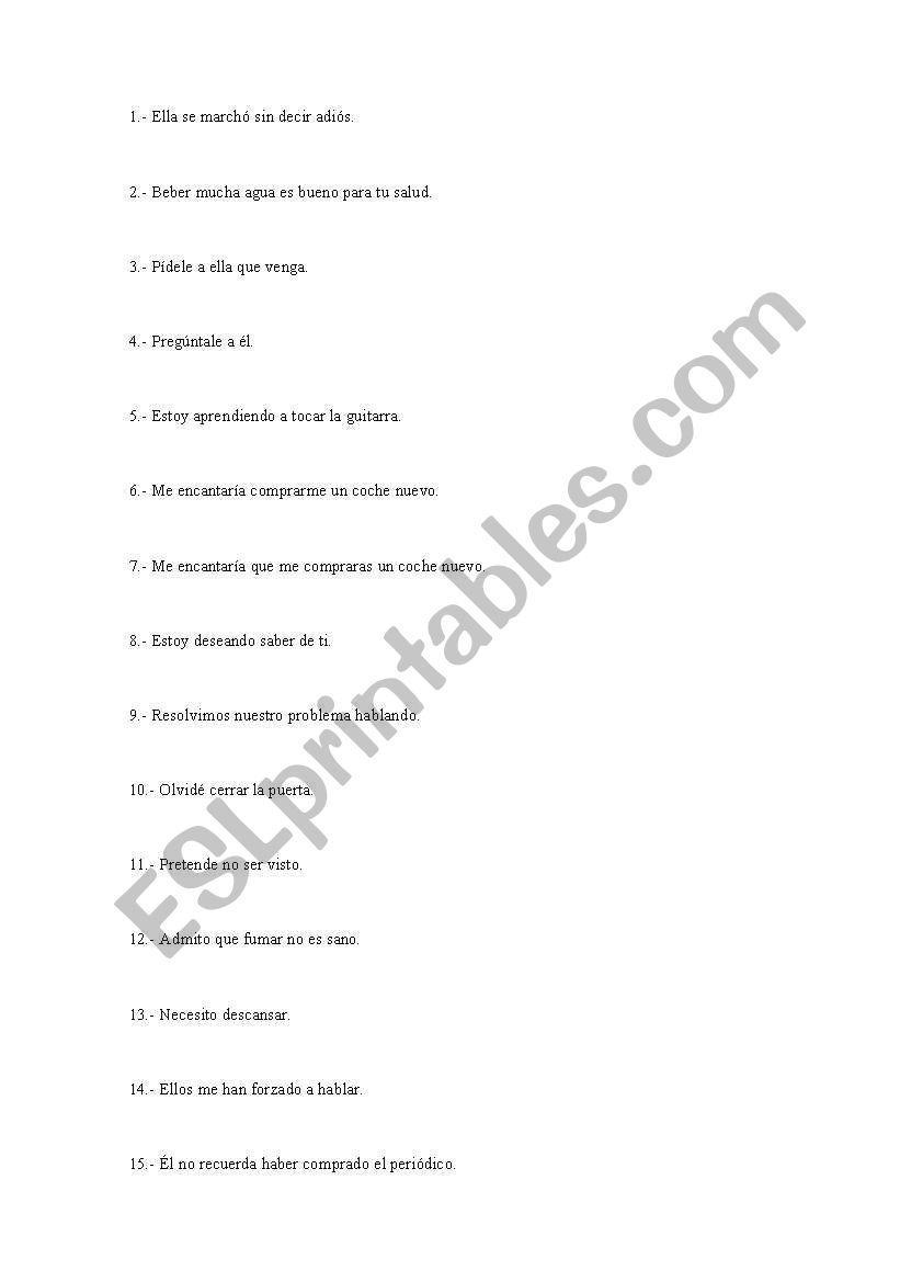 Infinitives with to and -ing worksheet