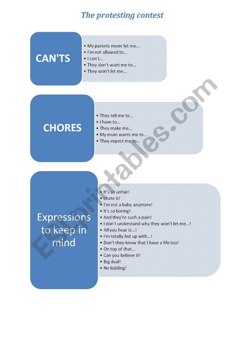 protesting contest - expressions to use