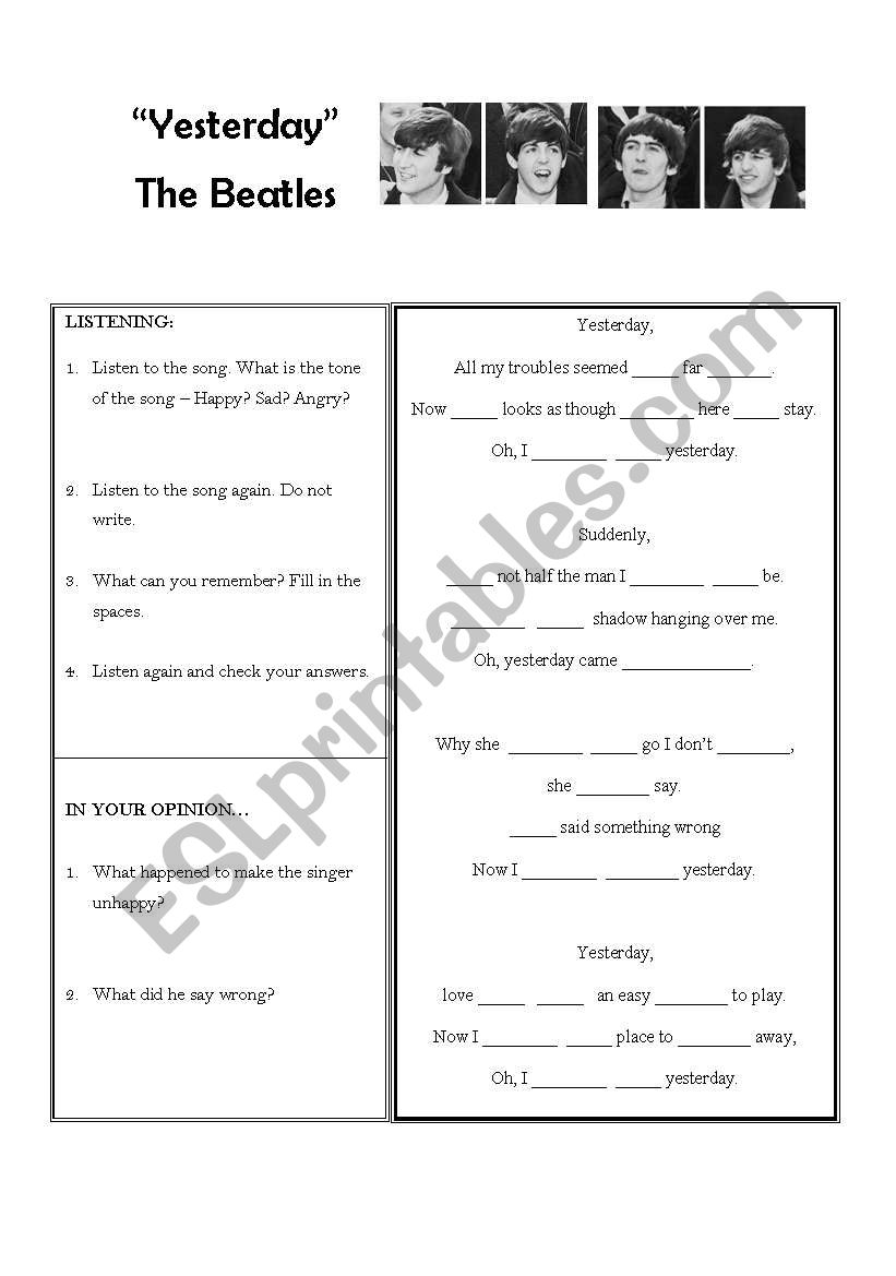 Song lesson - Yesterday - The Beatles