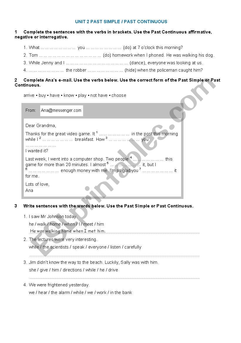 PAST CONTINUOUS / PAST SIMPLE worksheet