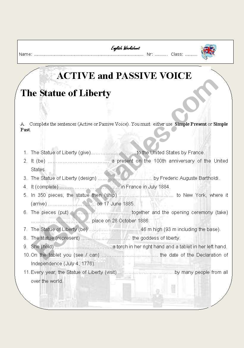 Active and Passive Voice worksheet